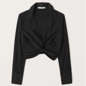 Cropped Long Sleeved Knotted Top